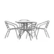 Flash Furniture TLH-0732SQ-017CSV4-GG Lila 31.5x31.5 Square Glass Top Metal Table with 4 Silver Aluminum Slat Stack Chairs 1 image