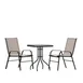 Flash Furniture TLH-073A1303C-BN-GG Brazos 3 Piece Outdoor Patio Dining Set with 23.5" Square Tempered Glass Table and 2 Brown Flex Comfort Stack Chairs 1 image