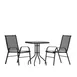 Flash Furniture TLH-073A1303C-GG Brazos 3 Piece Outdoor Patio Dining Set with 23.5" Square Tempered Glass Table and 2 Black Flex Comfort Stack Chairs 1 image