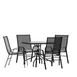 Flash Furniture TLH-073A2303C-GG Brazos 5 Piece Outdoor Patio Dining Set, 31.5" Square Tempered Glass Table, 4 Black Flex Comfort Chairs 1 image