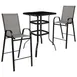 Flash Furniture TLH-073H092H-GR-GG 2-Person Outdoor Bistro Set, 27" Square Glass Table, 40"H, 2 Gray Stools 1 image