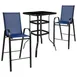 Flash Furniture TLH-073H092H-NV-GG 2-Person Outdoor Dining Set, Navy Stools, 27x27 Square Glass Table, 40 Height 1 image
