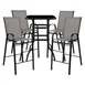 Flash Furniture TLH-073H092H4-GR-GG 4-Person Outdoor Dining Set, 27x27 Square Glass Table, 40 Height, 4 Gray Stools 1 image