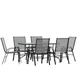 Flash Furniture TLH-089REC-303CGY6-GG Brazos 7 Piece Outdoor Patio Dining Set, 55" Tempered Glass Table, 6 Gray Flex Comfort Chairs 1 image