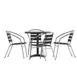 Flash Furniture TLH-ALUM-28SQ-017BK4-GG Lila 27.5 Square Aluminum Table Set with 4 Black Slatted Chairs 1 image