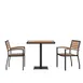 Flash Furniture XU-DG-104560062-GG 30" Square Patio Dining Table Set, Faux Teak, Steel Frame, 2 Stacking Chairs 1 image