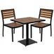 Flash Furniture XU-DG-10456033-GG 30" Square Outdoor Table Set with 2 Faux Teak Chairs, 150 lb Table Capacity, 300 lb Chair Capacity 1 image