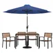 Flash Furniture XU-DG-304860064-UB19BNV-GG 48" Rectangular Patio Dining Table Set with Navy Umbrella and 4 Stacking Chairs 1 image