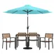 Flash Furniture XU-DG-304860064-UB19BTL-GG 48" Rectangular Patio Dining Table Set with Teal Umbrella and 4 Stacking Chairs 1 image