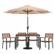 Flash Furniture XU-DG-304860064-UB19BTN-GG 48"W Rectangular Patio Dining Table Set with 4 Stacking Chairs, Tan Umbrella, Steel Frame 1 image