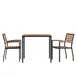 Flash Furniture XU-DG-810060062-GG 35" Square Patio Dining Table Set, Synthetic Teak Top, Steel Frame, 2 Stacking Chairs 1 image