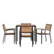 Flash Furniture XU-DG-810060064-GG 35" Square Patio Dining Table Set, Synthetic Teak Top, Steel Frame, 4 Stacking Chairs 1 image