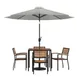 Flash Furniture XU-DG-810060064-UB19BGY-GG 35" Square Patio Dining Table Set with 4 Stacking Chairs, Gray Umbrella, Steel Frame 1 image