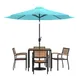 Flash Furniture XU-DG-810060064-UB19BTL-GG 35" Square Patio Dining Table Set with Teal Umbrella and 4 Stacking Chairs 1 image