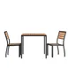 Flash Furniture XU-DG-810060362-GG 35" Square Patio Dining Table Set, Synthetic Teak, 29"H, 2 Stacking Chairs 1 image