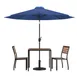 Flash Furniture XU-DG-810060362-UB19BNV-GG 35" Square Patio Dining Table Set, Navy Umbrella, 2 Stacking Faux Teak Chairs 1 image