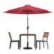 Flash Furniture XU-DG-810060362-UB19BRD-GG 35" Square Patio Dining Table Set with Red Umbrella and 2 Stacking Chairs 1 image
