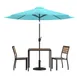 Flash Furniture XU-DG-810060362-UB19BTL-GG 35" Square Patio Dining Table Set, Synthetic Teak, Steel Frame, Teal Umbrella, 2 Stacking Chairs 1 image