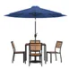 Flash Furniture XU-DG-810060364-UB19BNV-GG 35" Square Patio Dining Table Set with 4 Stacking Faux Teak Chairs, Navy Umbrella, and Umbrella Base 1 image