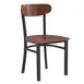 Flash Furniture XU-DG6V5B-WAL-GG Wright Dining Chair, 500 lb, Walnut Finish, Wooden Seat & Back, Black Steel Frame 1 image