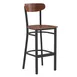 Flash Furniture XU-DG6V6B-WAL-GG Wright Bar Stool – 500 lb, Walnut Finish, Black Steel Frame, Boomerang Back 1 image