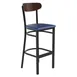 Flash Furniture XU-DG6V6BLV-WAL-GG Bar Stool – 500 lb, blue vinyl seat, walnut boomerang back, steel frame 1 image