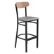Flash Furniture XU-DG6V6GYV-NAT-GG Bar Stool, 500 lb, Gray Vinyl Seat, Boomerang Wood Back, Frame Birch Finish 1 image