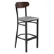 Flash Furniture XU-DG6V6GYV-WAL-GG Bar Stool, 500 lb, Gray Vinyl Seat, Wooden Boomerang Back, Black Frame 1 image