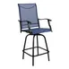 Flash Furniture 2-ET-SWVLPTO-30-NV-GG Patio Swivel Bar Stool Set of 2, 300 lb. Capacity, Black Frame, Blue Textilene Sling 1 image