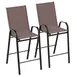 Flash Furniture 2-JJ-092H-B-GG Brazos Series Patio Barstool, 352 lb, Textilene Fabric, Black Steel Frame, Brown 1 image