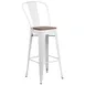 Flash Furniture CH-31320-30GB-WH-WD-GG White Commercial Outdoor Bar Stool, 500 lb Capacity, Galvanized Steel Frame, Wood Seat 1 image