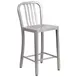 Flash Furniture CH-61200-24-SIL-GG Counter Height Bar Stool, 500 lb, Silver, Galvanized Steel, Slatted Back 1 image