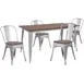 Flash Furniture CH-WD-TBCH-13-GG 30x60 Rectangular Table & 4 Chair Set, Elm Wood Top, Galvanized Steel Frame, Silver 1 image
