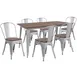 Flash Furniture CH-WD-TBCH-14-GG 30x60 Rectangular Table & 6 Chair Set, Elm Wood, Galvanized Steel, Silver 1 image