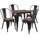 Flash Furniture CH-WD-TBCH-18-GG 31.5" Square Table & 4 Chair Set, Elm Wood Top, Galvanized Steel Frame, Black 1 image