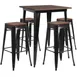 Flash Furniture CH-WD-TBCH-20-GG 42" High Table & Chair Set, 31.5" Square Elm Wood Top, 4 Black Backless Stools, Galvanized Steel Frame 1 image