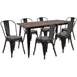 Flash Furniture CH-WD-TBCH-28-GG 30x60 Rectangular Table & 6 Stackable Chairs Set, Elm Wood Top, Galvanized Steel Frame, Black 1 image