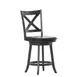 Flash Furniture ES-UN1-24-GY-GG Felicity Swivel Counter Height Barstool, Gray Wash Walnut, 225 lb, Crossback, LeatherSoft 1 image