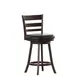 Flash Furniture ES-UN3-24-ESP-GG Zerrick Swivel Counter Height Bar Stool, Wood Ladder Back, Padded LeatherSoft Seat, Espresso Finish 1 image