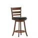 Flash Furniture ES-UN3-24-OAK-GG Zerrick Swivel Counter Height Bar Stool, Wood Ladder Back, Padded LeatherSoft Seat, Antique Oak Finish 1 image