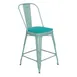 Flash Furniture ET-3534-24-MINT-PL1M-GG Carly Counter Height Bar Stool, 500 lb, Mint Green Polypropylene Seat, Distressed Steel Frame 1 image