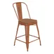 Flash Furniture ET-3534-24-OR-PL1T-GG Carly Orange Counter Height Bar Stool, 500 lb, Teal Polypropylene Seat, Distressed Steel Frame 1 image
