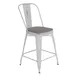Flash Furniture ET-3534-24-WH-PL1G-GG Carly Counter Height Bar Stool, 500 lb. Weight Capacity, White Distressed Steel Frame, Gray Polypropylene Seat 1 image