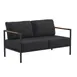 Flash Furniture GM-201027-2S-CH-GG Outdoor Loveseat, 600 lb, Cushions, Aluminum Frame, Teak Arms, Charcoal 1 image