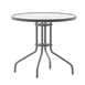 Flash Furniture TLH-070-2-SV-GG Round Patio Table, 31.5" Dia x 28" H, Black Metal Base, 5mm Glass Top, Silver 1 image