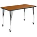 Flash Furniture XU-A3048-CON-OAK-T-A-CAS-GG Wren Activity Table, 47.5W x 28D x 20-30H, oak top, legs, casters 1 image