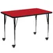 Flash Furniture XU-A3672-REC-RED-H-A-CAS-GG Table, 72" W x 36" D, Red Top, 22-5/8"-30-1/2" Ht, Casters, Legs 1 image