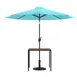 Flash Furniture XU-DG-UH8100-UB19BTL-GG Patio Table Set, 35" Teak Top, Steel Frame, Teal Umbrella, 30" H 1 image