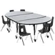 Flash Furniture XU-GRP-12CH-A3048CON-48-GY-T-P-CAS-GG Emmy Activity Table & Chair Set, Oval Laminate Top, 76"W x 47.5"D, Adjustable Height, 6 Stack Chairs, Gray/Black 1 image