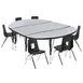 Flash Furniture XU-GRP-12CH-A3048CON-48-GY-T-P-GG Emmy Activity Table & Chair Set, Oval Laminate Top, 76"W x 47.5"D, 6 Stack Chairs, Gray/Black, Adjustable Height 1 image